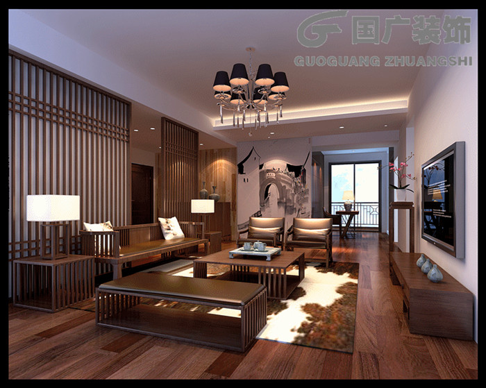 中庚帝国大苑三室二厅-中式现代装修效果图-福