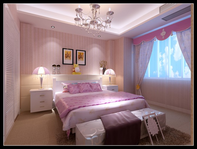福州卧室三室二厅简约时尚紫色装修效果图 福州卧室三室二厅简约时尚紫色装修效果图 2013图片