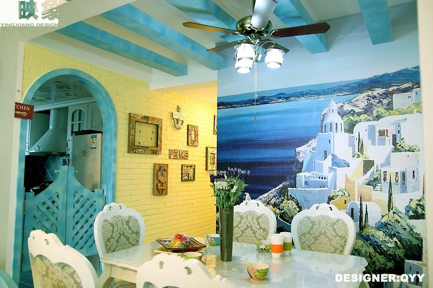 福州三室二厅泛地中海蓝色装修效果图 福州三室二厅泛地中海蓝色装修效果图 2013图片