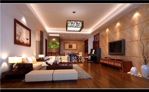 福州三室一厅中式现代棕色装修效果图 福州三室一厅中式现代棕色装修效果图 2013图片